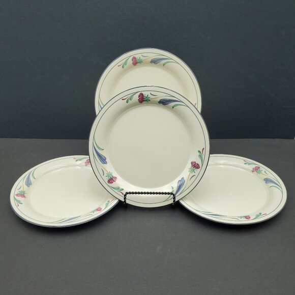 Lenox Chinastone Poppies on Blue Salad Plates Small 8.5" Luncheon Plates - Picture 1 of 6